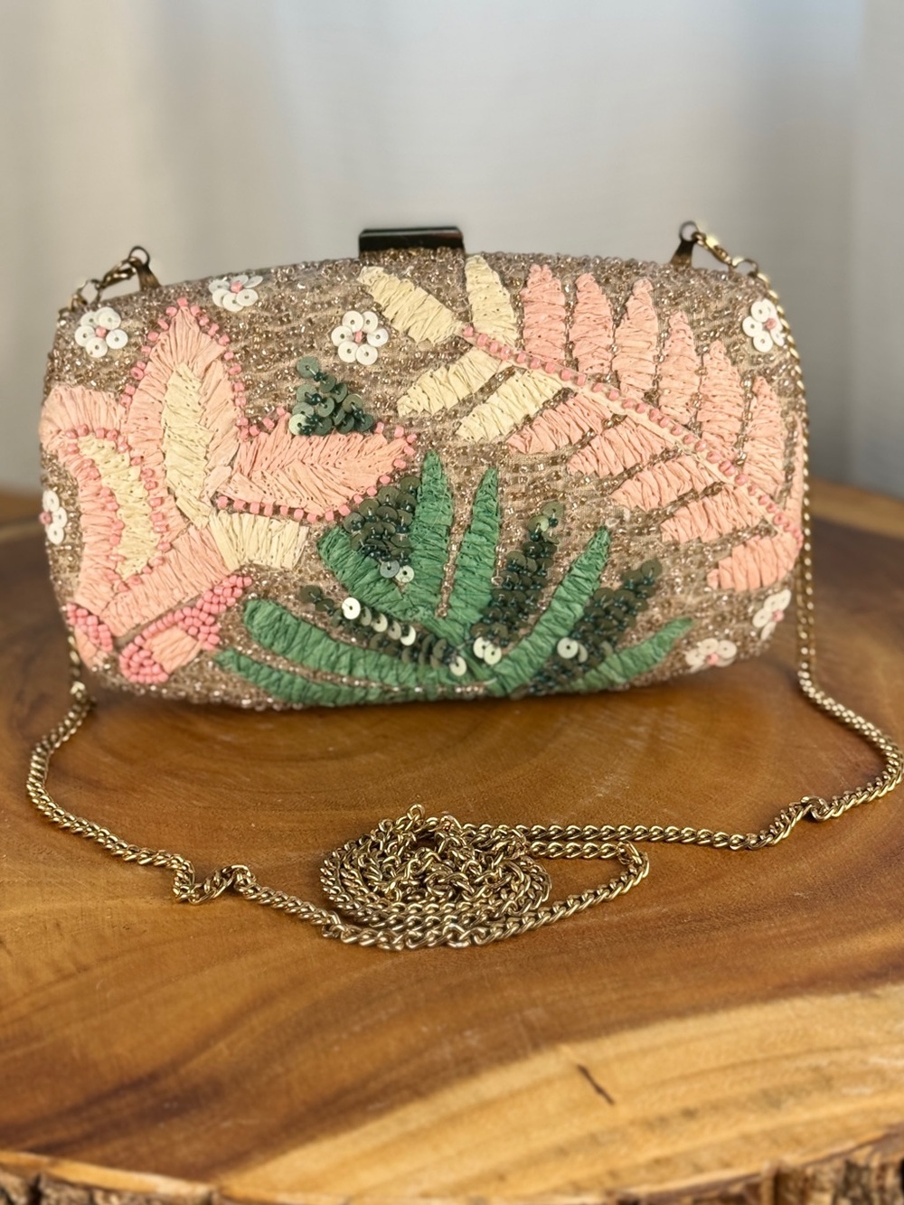 Antik Kraft Beaded Floral Box Clutch Embroidery Wedding Guest Crossbody Bag EUC - Picture 12 of 14